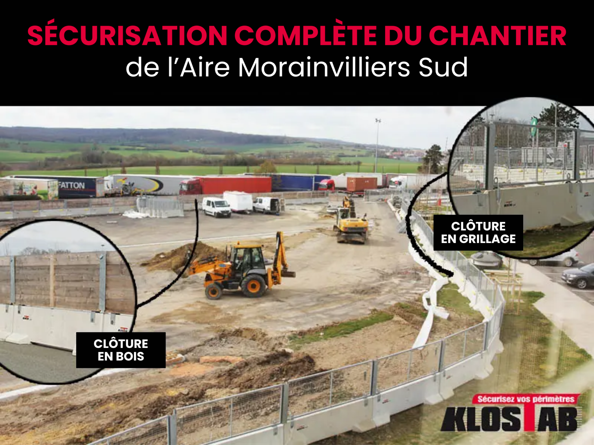 Aire d&rsquo;autoroute de Morainvilliers Sud. Autoroute A 13. Ceinture du parking en réhabilitation