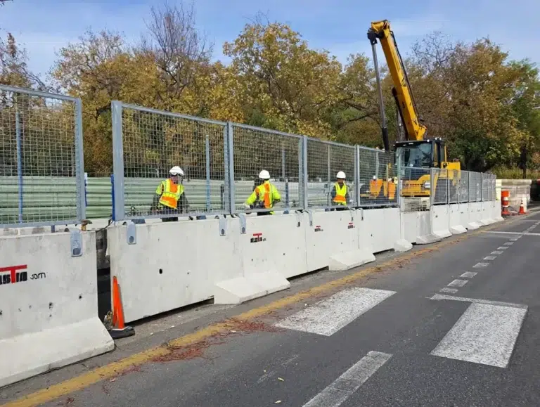 sécurisation de chantier avec des blocs en béton